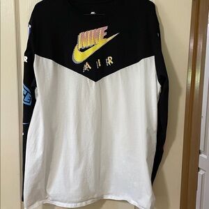 Nike Air Pop Art Black and White Graphic Mens Long Sleeve Shirt Size XL